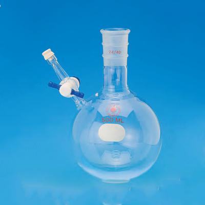 反應(yīng)瓶, 側(cè)開口為膠塞密封口且?guī)в行y, 厚壁玻璃