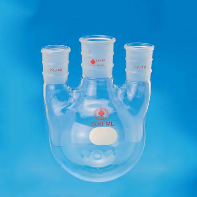 三頸瓶, 帶側(cè)直口, 厚壁玻璃